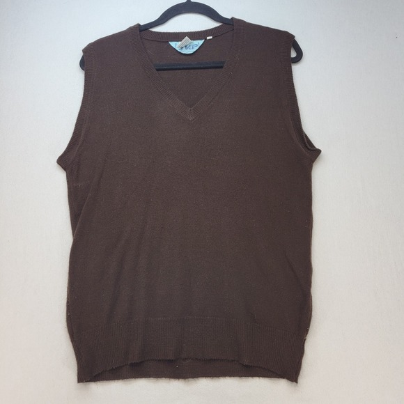 KP Other - KP Sweater Vest Mens M Brown V-Neck Knit Solid Classic Layering Made in‎ Poland